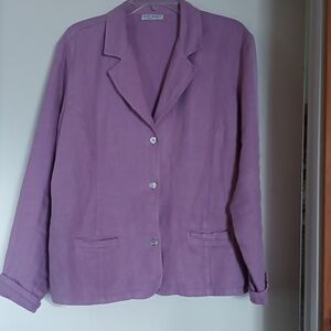 Russ Berens Linen Blend Jacket Blazer in Purple Button Front Size Large